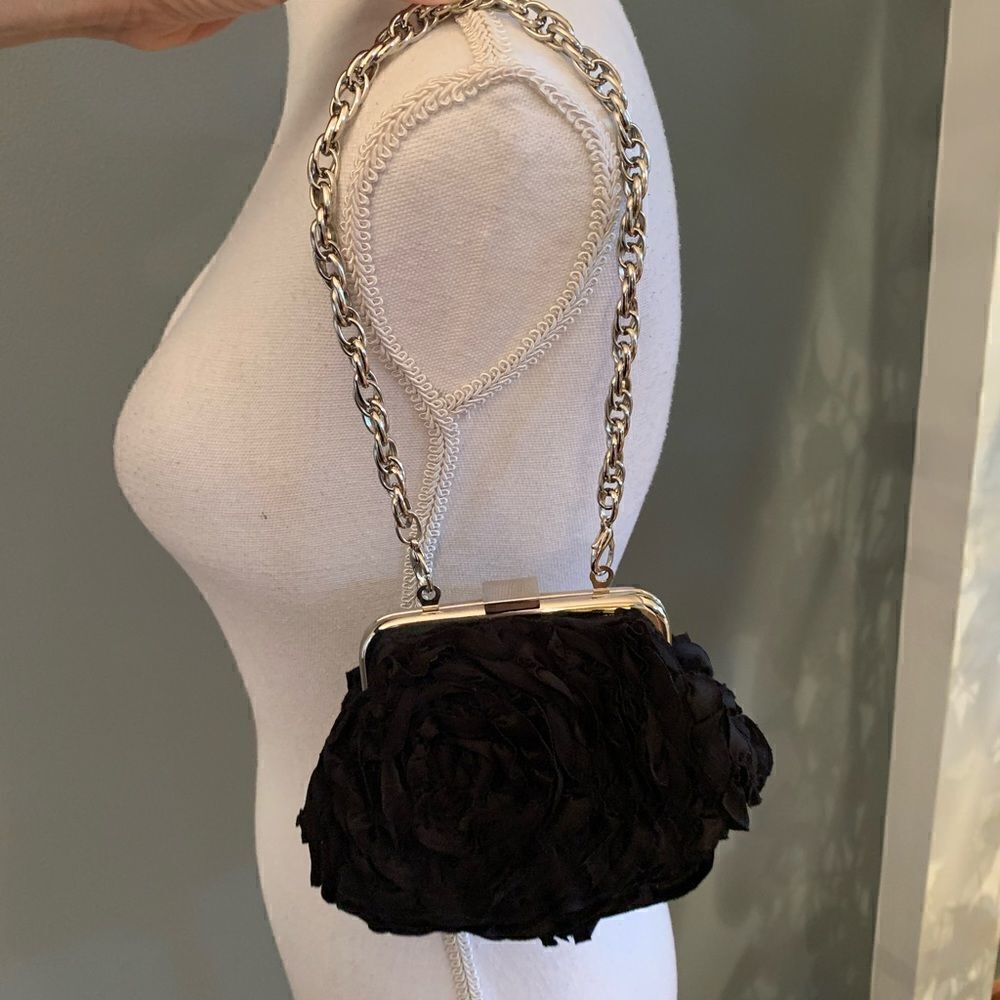 White House Black Market Black Flower Purse